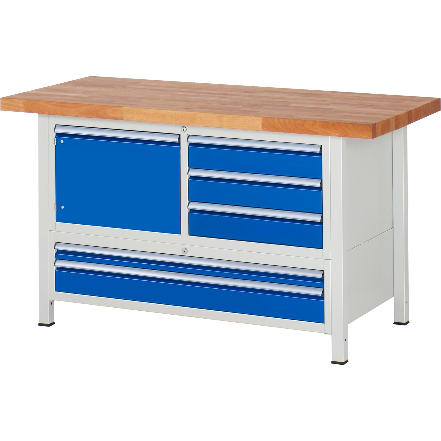 RAU Werkbank 8000 1.500 x 840-1.040 x 700 mm (B x H x T) enzianblau lichtgrau