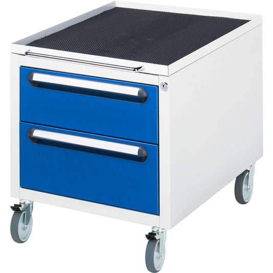 RAU Rollcontainer 480 x 540 x 600 mm (B x H x T) 2 Schubladen Stahl, pulverbeschichtet enzianblau lichtgrau