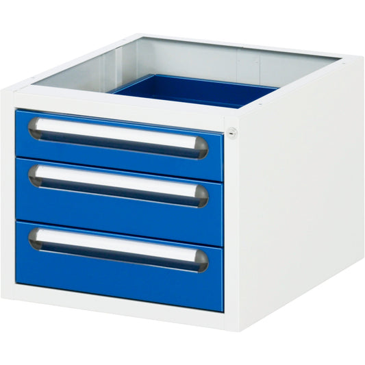 RAU Unterbaucontainer E 480 x 395 x 600 mm (B x H x T) 3 Schubladen Stahl, pulverbeschichtet enzianblau