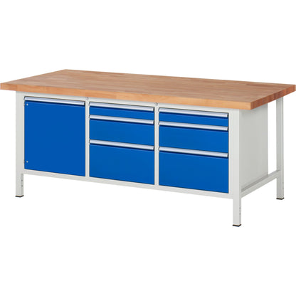 RAU Werkbank 8000 2.000 x 840-1.040 x 900 mm (B x H x T) enzianblau lichtgrau