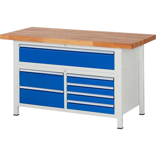 RAU Werkbank 8000 1.500 x 840-1.040 x 700 mm (B x H x T) enzianblau lichtgrau