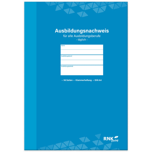 RNK Verlag Berichtsheft Ausbildungsnachweis täglich 1 Jahr DIN A4 28 Bl.