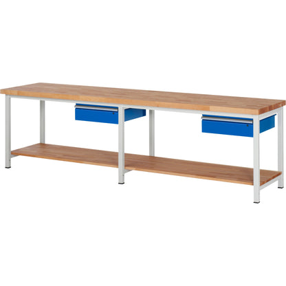 RAU Werkbank 8000 3.000 x 840-1.040 x 700 mm (B x H x T) enzianblau lichtgrau