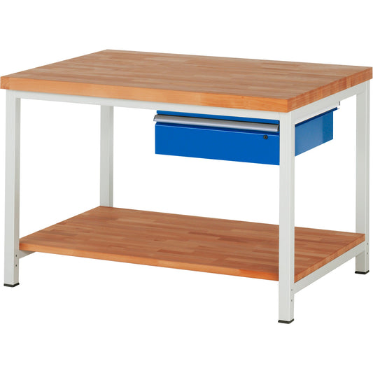 RAU Werkbank 8000 1.250 x 840-1.040 x 900 mm (B x H x T) enzianblau lichtgrau