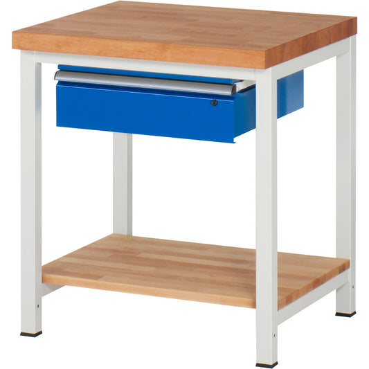 RAU Werkbank 8000 750 x 840-1.040 x 700 mm (B x H x T) enzianblau lichtgrau