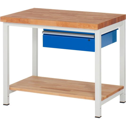 RAU Werkbank 8000 1.000 x 840-1.040 x 700 mm (B x H x T) enzianblau lichtgrau