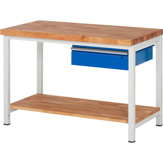 RAU Werkbank 8000 1.250 x 840-1.040 x 700 mm (B x H x T) enzianblau lichtgrau