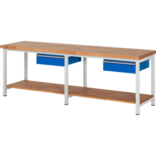 RAU Werkbank 8000 2.500 x 840-1.040 x 700 mm (B x H x T) enzianblau lichtgrau