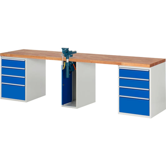 RAU Werkbank 7000 3.000 x 890 x 700 mm (B x H x T) enzianblau lichtgrau