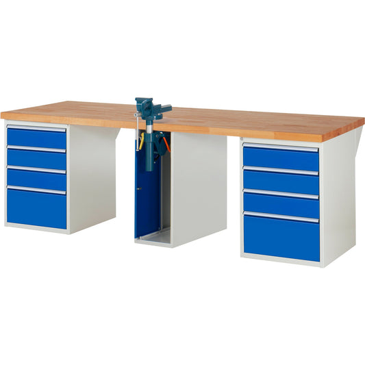 RAU Werkbank 7000 2.500 x 890 x 900 mm (B x H x T) enzianblau lichtgrau