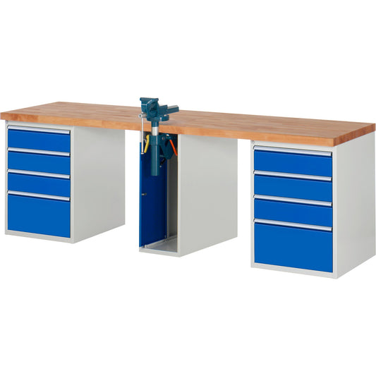 RAU Werkbank 7000 2.500 x 890 x 700 mm (B x H x T) enzianblau lichtgrau