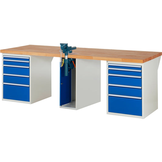 RAU Werkbank 7000 2.500 x 890 x 900 mm (B x H x T) enzianblau lichtgrau