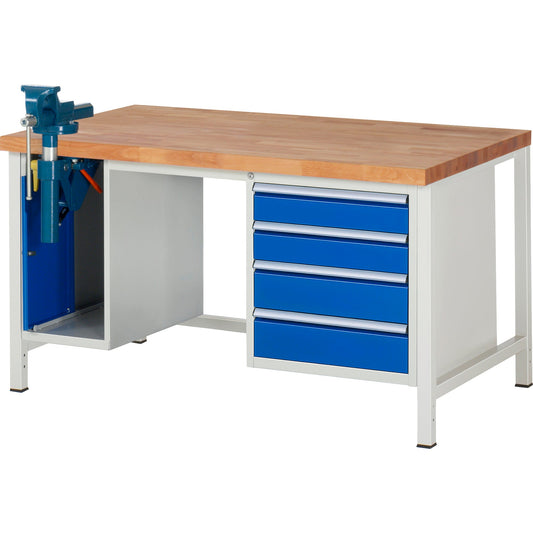 RAU Werkbank 8000 1.500 x 840-1.040 x 900 mm (B x H x T) enzianblau lichtgrau