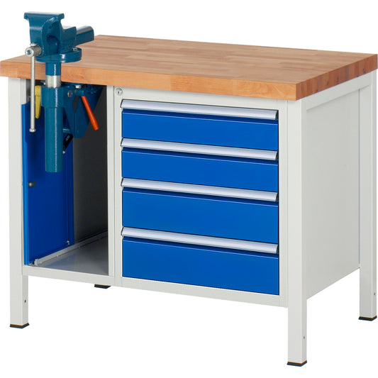 RAU Werkbank 8000 1.000 x 840-1.040 x 700 mm (B x H x T) enzianblau lichtgrau