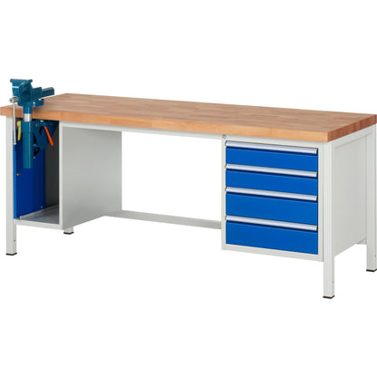 RAU Werkbank 8000 2.000 x 840-1.040 x 700 mm (B x H x T) enzianblau lichtgrau