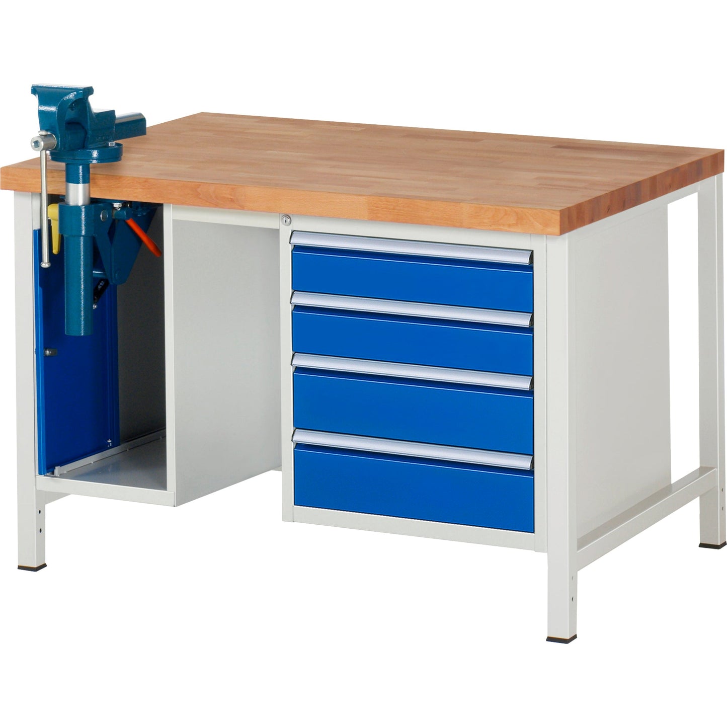 RAU Werkbank 8000 1.250 x 840-1.040 x 900 mm (B x H x T) enzianblau lichtgrau