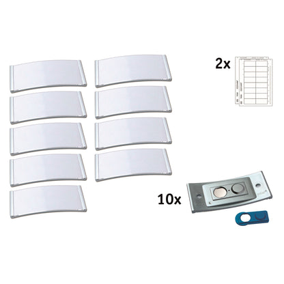 badgepoint® Namensschild polar® classic 74 x 34 mm (B x H) inkl. 2 Bogen (32 Namenskarten) Papier A4 weiß Magnet edelstahl 10 St./Pack.
