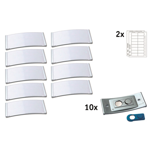 badgepoint® Namensschild polar® classic 74 x 34 mm (B x H) inkl. 2 Bogen (32 Namenskarten) Papier A4 weiß Magnet edelstahl 10 St./Pack.