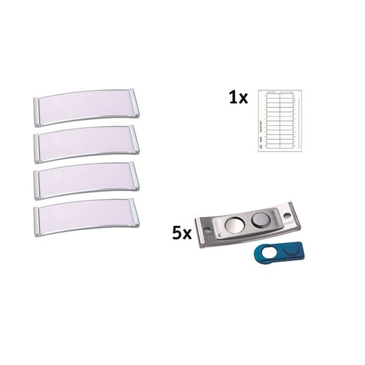 badgepoint® Namensschild polar® classic 64 x 22 mm (B x H) inkl. 1 Bogen (12 Namenskarten) Papier A4 weiß Magnet edelstahl 5 St./Pack.