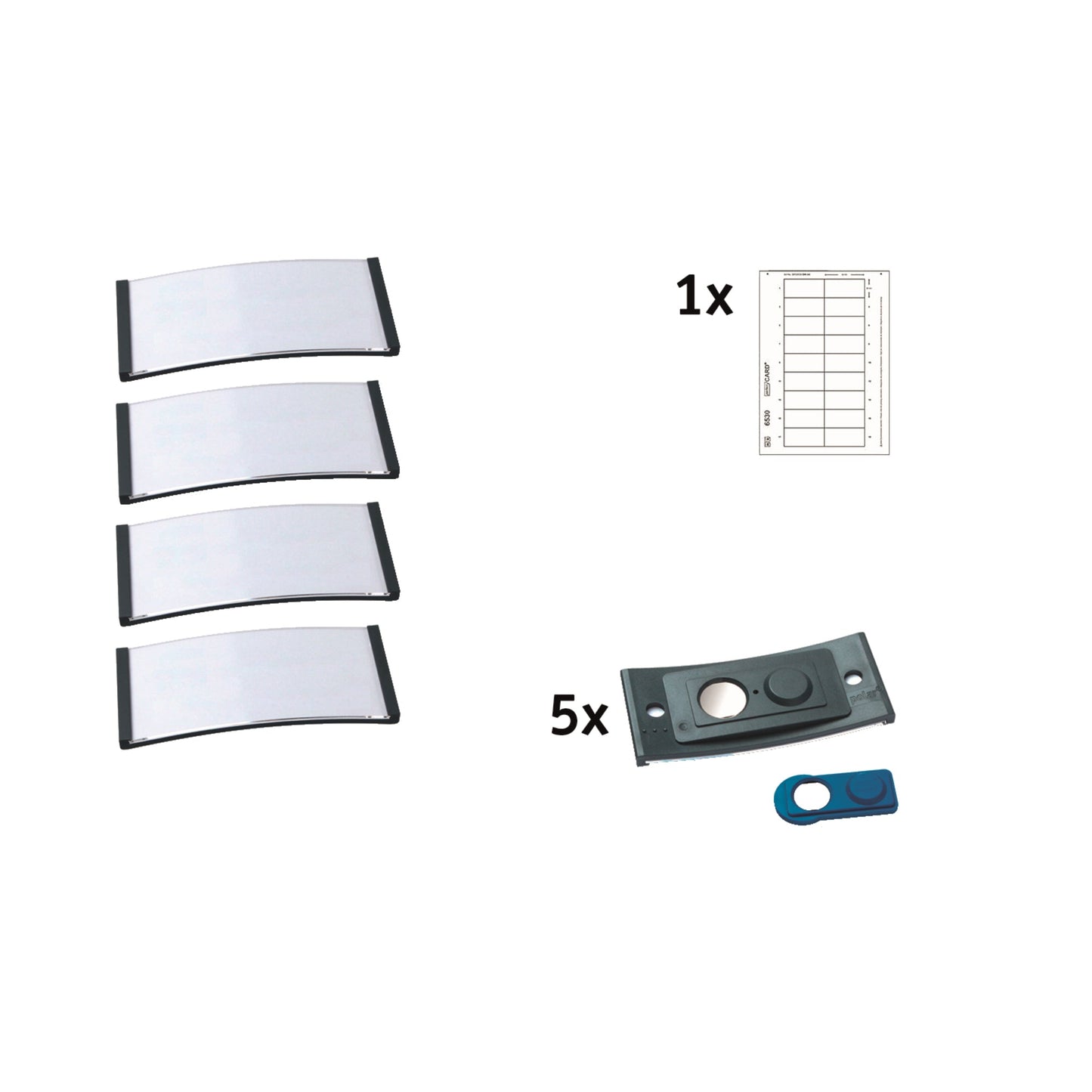 badgepoint® Namensschild polar® classic 65 x 30 mm (B x H) inkl. 1 Bogen (18 Namenskarten) Papier A4 weiß Magnet anthrazit 5 St./Pack.