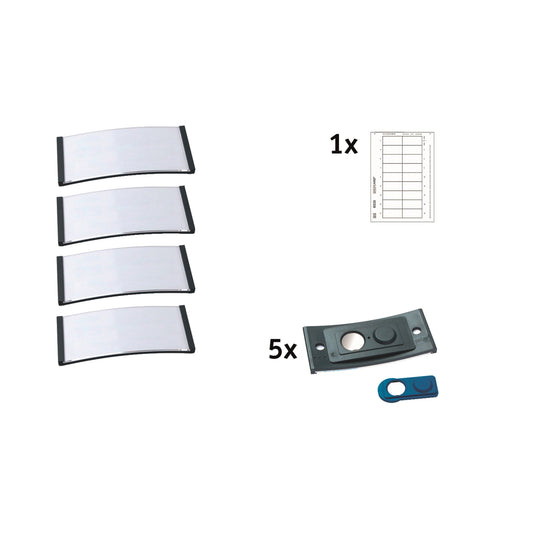 badgepoint® Namensschild polar® classic 65 x 30 mm (B x H) inkl. 1 Bogen (18 Namenskarten) Papier A4 weiß Magnet anthrazit 5 St./Pack.