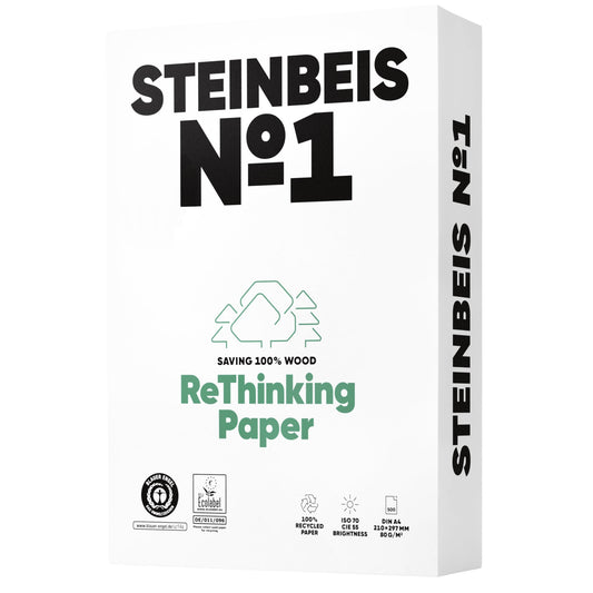 Steinbeis Kopierpapier No. 1 Classic White DIN A4 80g/m² 100 % recycelt, chlorfrei gebleicht weiß 500 Bl./Pack.