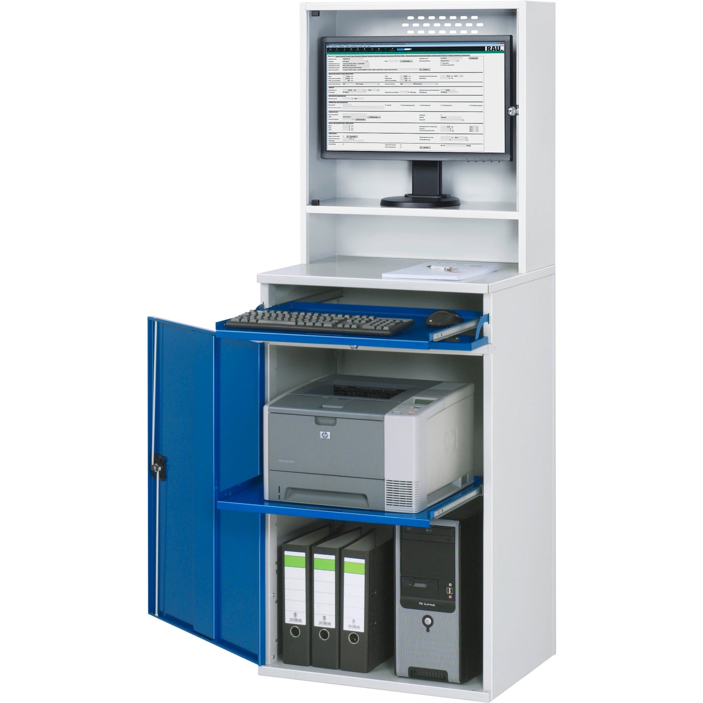 RAU PC-Arbeitsplatz Modell 65 650 x 1.770 x 520 mm (B x H x T) abschließbar Stahl, pulverbeschichtet