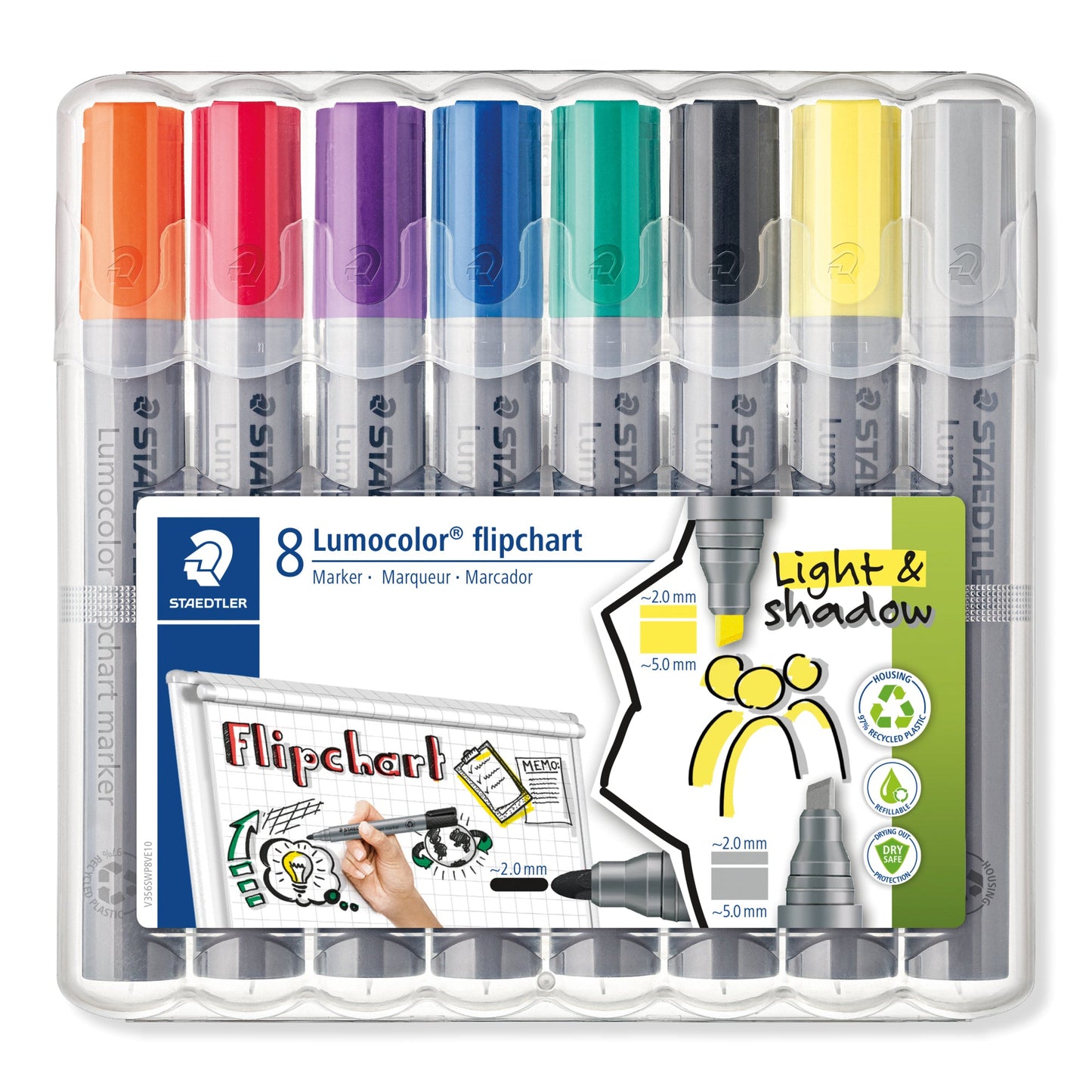 STAEDTLER® Flipchartmarker Lumocolor® 356 2 und 2-5mm farbig sortiert 8 St./Pack.