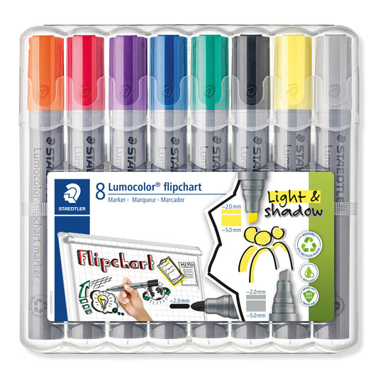 STAEDTLER® Flipchartmarker Lumocolor® 356 2 und 2-5mm farbig sortiert 8 St./Pack.