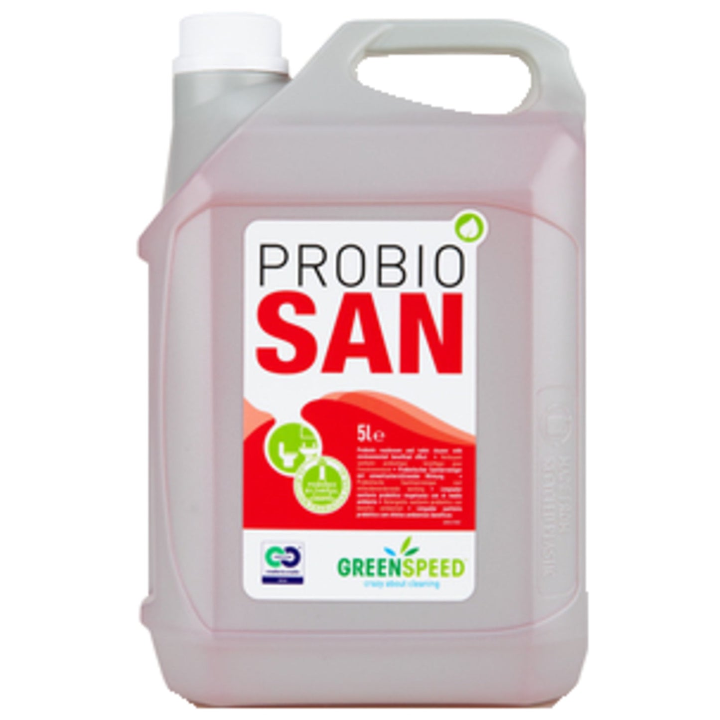 GREENSPEED Badreiniger Probio San nicht dermatologisch getestet biologisch abbaubar pH-Wert: 7 Kanister 50 % Kunststoff, recycelt, 50 % Polyethylen recycelbar 5l