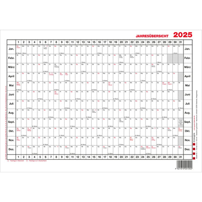 GÜSS® Plakatkalender Jahresübersicht 2026 DIN A3 quer 42 x 30 cm (B x H) 12 Monate/1 Seite Karton