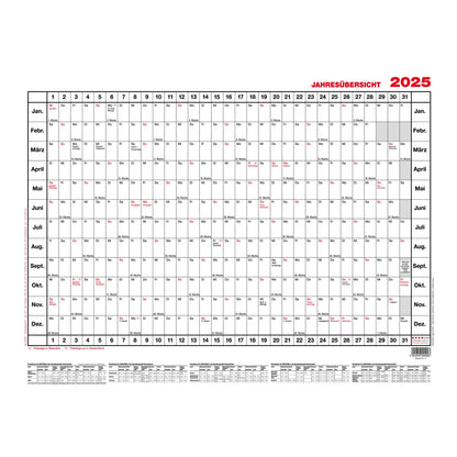 GÜSS® Plakatkalender 2026 DIN A1 quer 96,5 x 60 cm (B x H) 12 Monate/1 Seite Karton