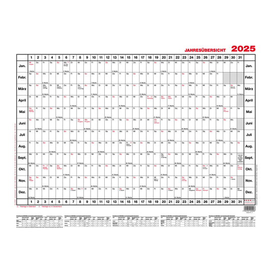 GÜSS® Plakatkalender 2026 DIN A1 quer 96,5 x 60 cm (B x H) 12 Monate/1 Seite Karton