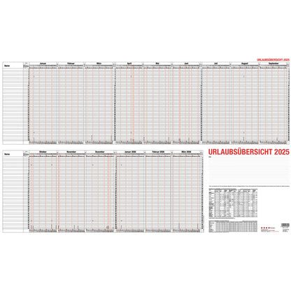 GÜSS® Urlaubsübersicht 2026 98,5 x 60 cm (B x H) Karton schwarz/rot