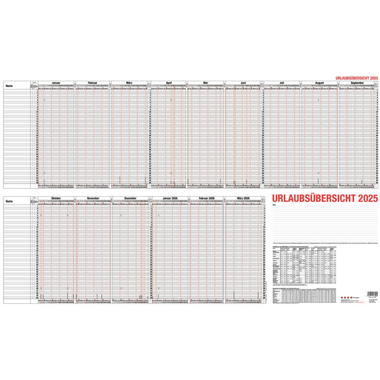 GÜSS® Urlaubsübersicht 2026 98,5 x 60 cm (B x H) Karton schwarz/rot