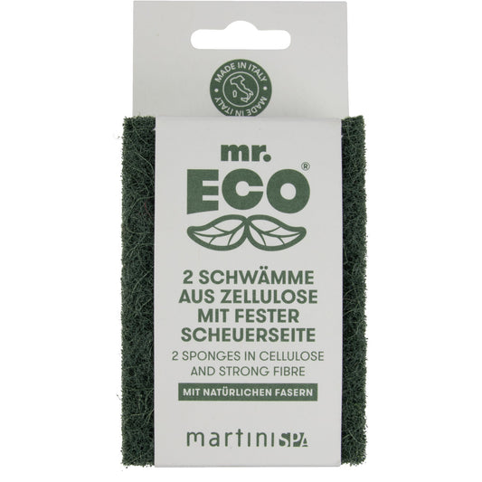 mr. ECO Reinigungsschwamm 6 x 6 x 0,5 cm (B x H x T) Pflanzliche Zellulose, Sisal (Agave), Mineralkörner, Recycling-PET hellgrün/dunkelgrün 2 St./Pack.