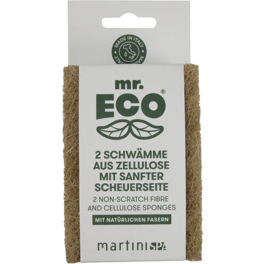mr. ECO Reinigungsschwamm 6,5 x 9,8 x 1,8 cm (B x H x T) Pflanzliche Zellulose, Sisal (Agave), Recycling-PET hellgrün/braun 2 St./Pack.