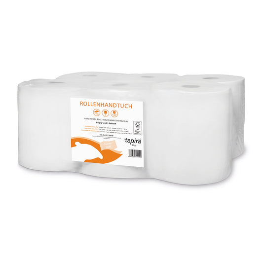 tapira Handtuchrolle PLUS 19,8 cm x 140 m (B x L) Zellstoff weiß 6 Rl./Pack.