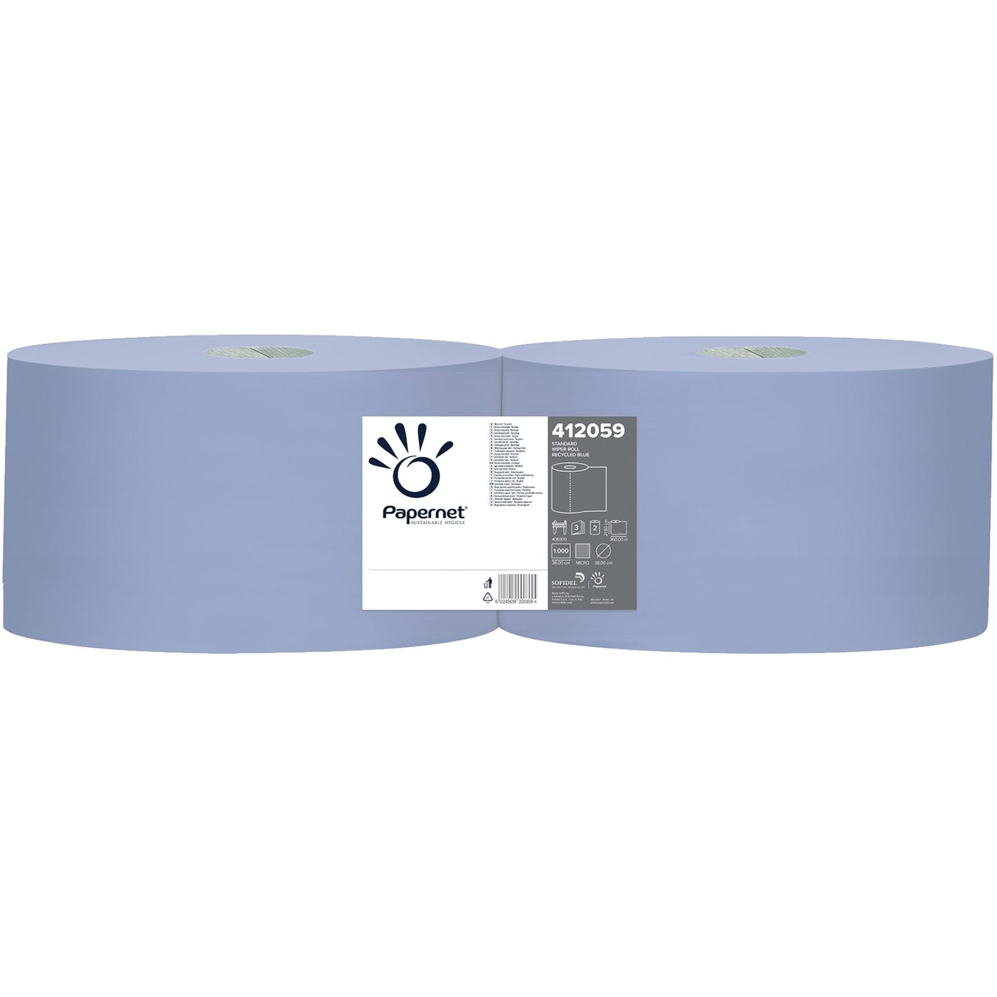 Papernet Putzrollen 66 cm x 360 m (B x L) 3-lagig Papier blau 2 Rl./Pack.