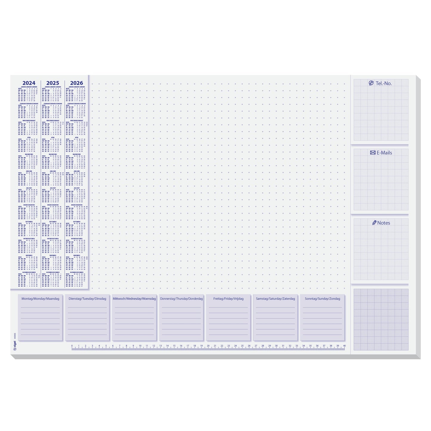 SIGEL Schreibunterlage Lilac 59,5 x 41 cm (B x H) mit Kalender 3 Jahre Papier grau 30 Bl.