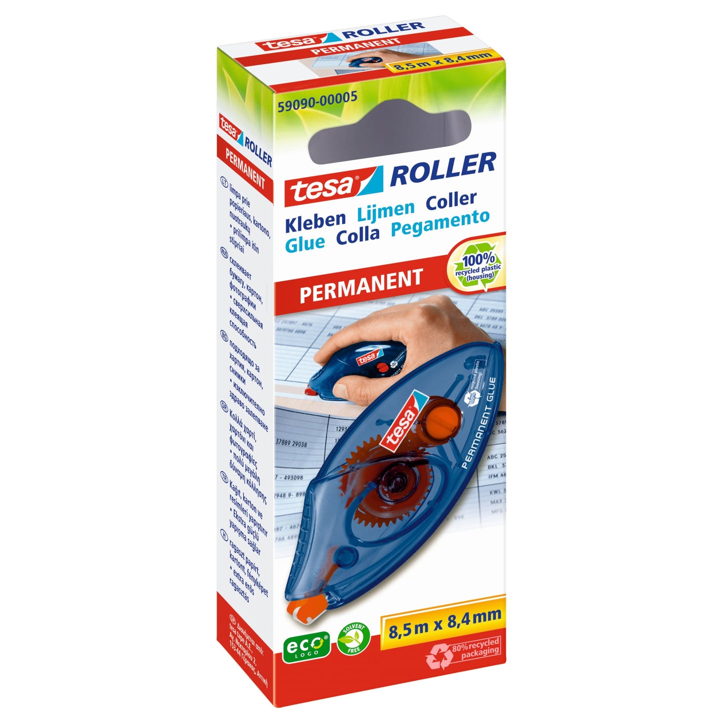 tesa® Kleberoller permanent 8,4 mm x 8,5 m (B x L) nicht nachfüllbar blau