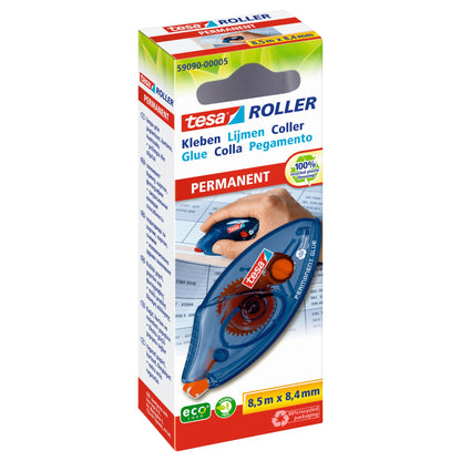 tesa® Kleberoller permanent 8,4 mm x 8,5 m (B x L) nicht nachfüllbar blau