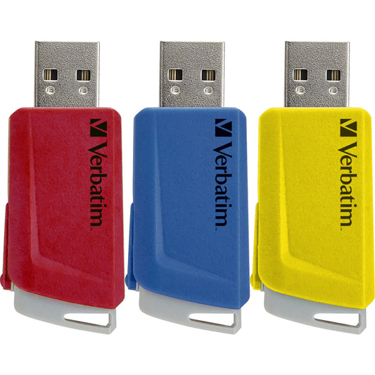 Verbatim USB-Stick Store `n` Click USB 3.2 Gen 1 16Gbyte rot, blau, gelb 3 St./Pack.