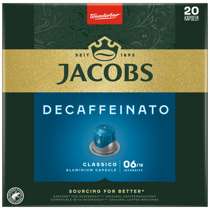 JACOBS Kaffeekapsel Decaffeinato 6 Nespresso® Maschine Lungo Intensität: 6 20 x 5,2 g/Pack.