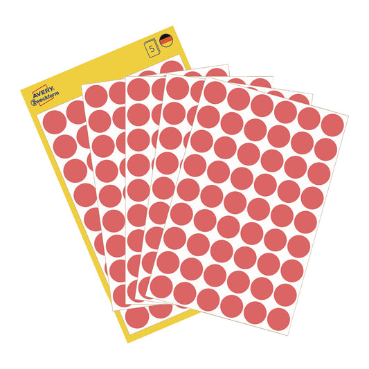 Avery Zweckform Markierungspunkt 12mm Papier leuchtrot 270 Etik./Pack.
