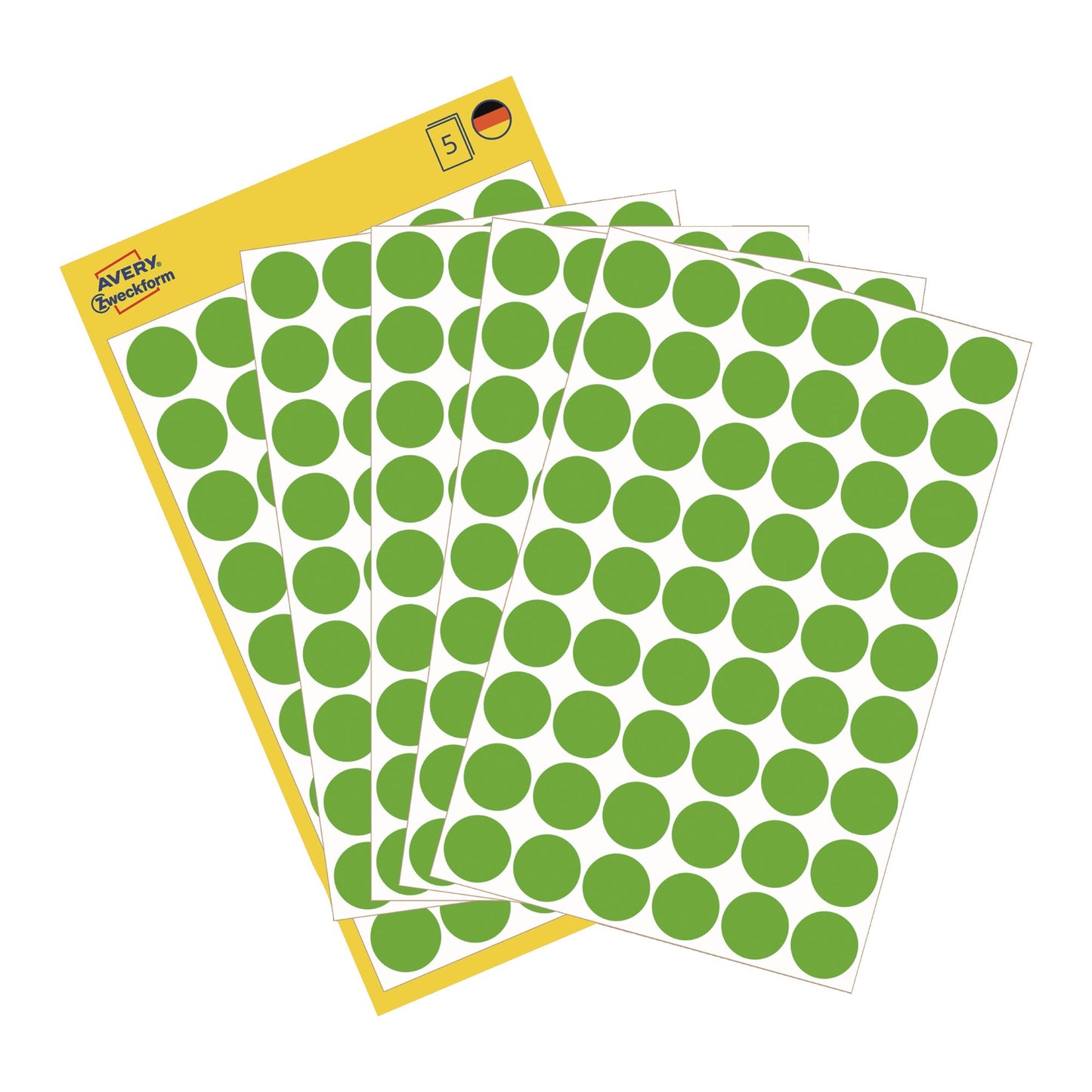 Avery Zweckform Markierungspunkt 12mm Papier leuchtgrün 270 Etik./Pack.