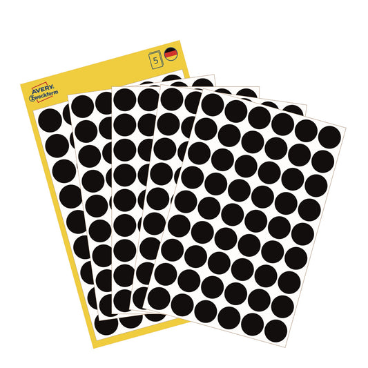 Avery Zweckform Markierungspunkt 12mm Papier schwarz 270 Etik./Pack.
