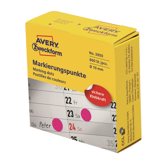 Avery Zweckform Markierungspunkt 10mm Papier magenta 800 Etik./Rl.
