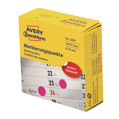 Avery Zweckform Markierungspunkt 19mm Papier magenta 250 Etik./Rl.
