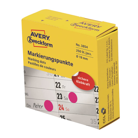 Avery Zweckform Markierungspunkt 19mm Papier magenta 250 Etik./Rl.